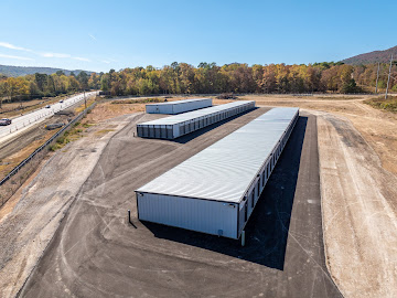 Aerial view of Mountain Storage three storage buildings in Hot Springs, Arkansas